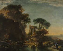 Ruins in a Rocky Landscape, c. 1640. Creator: Salvator Rosa (Italian, 1615-1673).