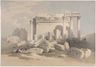 Ruins of the Eastern Portico of the Temple of Baalbec, 1839. Creator: David Roberts (British, 1796-1864).