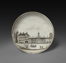 Saucer with View of Town (Cleves?), c. 1770-1785. Creator: Unknown.