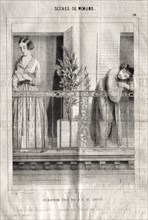 Scènes de moeurs: Un quatrieme étage rue N. D. de Lorette. Je crois quelle lit ma lettre.... Creator: Charles Joseph Traviès de Villers (French, 1804-1859).