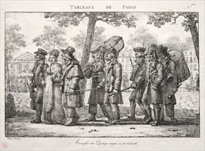 Scenes of Paris: Blind Men from the Quinze Vingts, Walking. Creator: Jean Henri Marlet (French, 1770-1847).