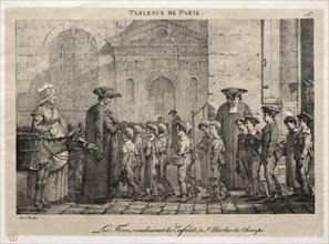 Scenes of Paris: The Brothers Conducting the Children to St. Nicholas of the Fields. Creator: Jean Henri Marlet (French, 1770-1847).