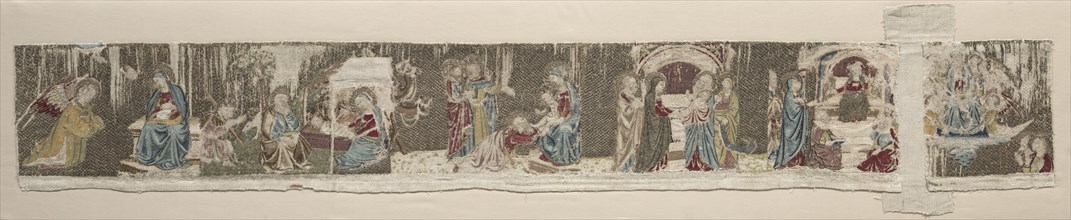 Scenes of the Life of the Virgin, from an Embroidered Altar Frontal, 1330s or 1340s. Creator: Unknown.