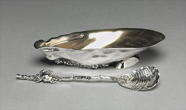 Seashell Salt with Shell and Crab Spoon, 1884. Creator: Gorham Manufacturing Company (American, founded 1831).