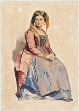 Seated Italian Woman, 1800s. Creator: Dominque Louis Papety (French, 1815-1849).