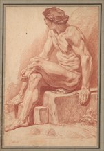 Seated Male Nude, 1693-1695. Creator: Claude Gillot (French, 1673-1722).