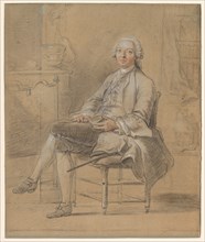 Seated Man Holding a Snuff Box, c. 1750-1760. Creator: Louis Aubert (French), attributed to.