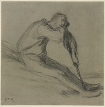 Seated Peasant Resting on a Hoe. Creator: Jean-François Millet (French, 1814-1875).