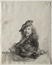 Self-Portrait Leaning on a Stone Sill, 1639. Creator: Rembrandt van Rijn (Dutch, 1606-1669).