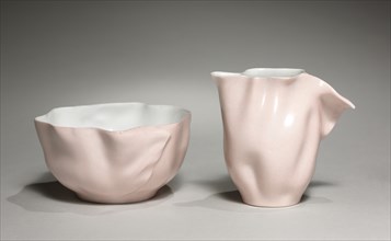 Service Aïda: Bowl and Pitcher, c. 1880. Creator: Jean Pouyat Factory (French).