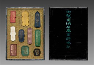 Set of Ten Ink Cakes with Poems of the Ten Scenes at the West Lake in Cursive Script Style? 1736-95. Creator: Unknown.