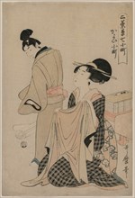 Seven Komachi Episodes: A Woman Holding an Outer Garment for a Man, 1754-1806. Creator: Kitagawa Utamaro (Japanese, 1753?-1806).