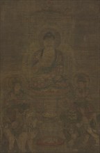 Shakyamuni Triad: Buddha Attended by Manjushri and Samantabhadra, c. 900. Creator: Unknown.