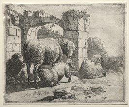Sheep Near the Ruins of an Arch, 1665. Creator: Johann Heinrich Roos (German, 1631-1685).