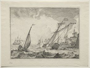 Ships in a Gale, 1701. Creator: Ludolf Backhuysen (Dutch, 1631-1708); Ludolf Backhuysen (Dutch, 1631-1708).