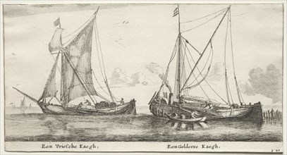 Ships of Amsterdam: A Frisian Bilander. A Geldersche Bilander. Creator: Reinier Nooms (Dutch, c. 1623-1667).