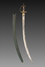 Silapa Sword with Green Leather Case., 1700s-1800s. Creator: Unknown.
