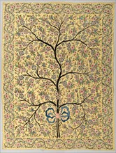 Silk hanging with embroidered tree of life, 1800s. Creator: Unknown.