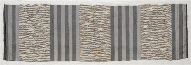 Silk with Gray and Purple Stripes, early 1800s. Creator: Unknown.