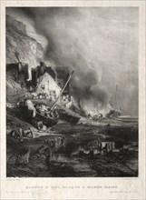 Six Marines: Radoub dune barque à marée basse, 1833. Creator: Eugène Isabey (French, 1803-1886).