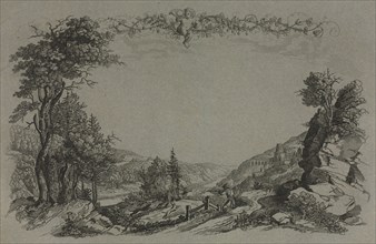 Six Views of Heidelberg Castle: Cover, Hunting Scene , 1820. Creator: Ernst Fries (German, 1801-1833).