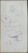 Sketchbook, page 24: Seated Male Figure. Creator: Ernest Meissonier (French, 1815-1891).
