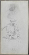 Sketchbook, page 30: Seated male Figure and Figure in Profile. Creator: Ernest Meissonier (French, 1815-1891).
