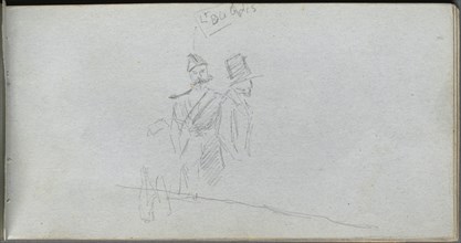 Sketchbook, page 38: Study of a Solider and Figure in Top Hat. Creator: Ernest Meissonier (French, 1815-1891).