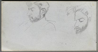 Sketchbook, page 65: Study of Faces in Profile. Creator: Ernest Meissonier (French, 1815-1891).