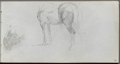 Sketchbook, page 73: Study of a Horse, profile. Creator: Ernest Meissonier (French, 1815-1891).