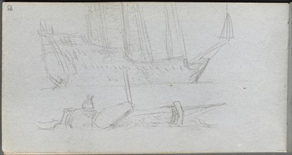 Sketchbook, page 85: Study of a Ship and Buoy. Creator: Ernest Meissonier (French, 1815-1891).