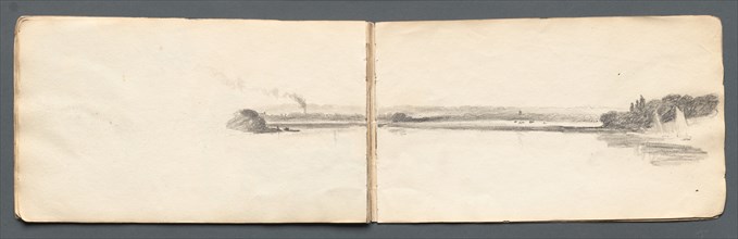 Sketchbook: "Landscape with Sailboats", 1814. Creator: Samuel Prout (British, 1783-1852).