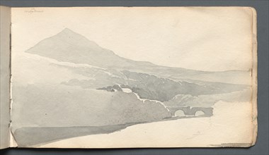 Sketchbook: "Mountainous Landscape with Bridge", 1814. Creator: Samuel Prout (British, 1783-1852).