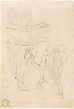 Sketches of Five Arms and a Head (verso), mid 1500s. Creator: Luzio Romano (Italian, active 1528-75).