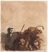 Soldier in a Trench (recto) Reclining Woman (verso), 1915. Creator: Jean Louis Forain (French, 1852-1931).