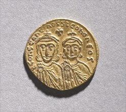 Solidus wtih Leo IV the Khazar and His Father Constantine V Copronymus (reverse), c. 751-775. Creator: Unknown.