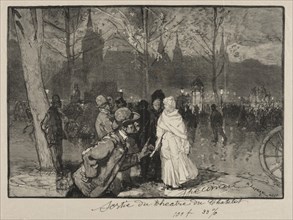 Sortie du Théâtre du Chatelet. Creator: Auguste Louis Lepère (French, 1849-1918).