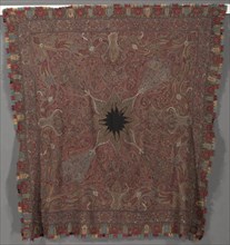 Squre Pieced Shawl with Vase Corners, 1867-1875. Creator: Unknown.