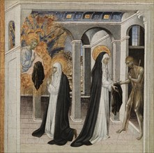 St. Catherine of Siena and the Beggar, 1460s. Creator: Giovanni di Paolo (Italian, c. 1403-1482).