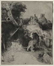 St. Jerome Reading in an Italian Landscape, c. 1653. Creator: Rembrandt van Rijn (Dutch, 1606-1669).