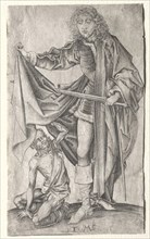 St. Martin Dividing His Cloak for a Beggar. Creator: Israhel van Meckenem (German, c. 1440-1503).