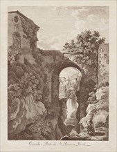 St. Rocco Waterfall and Bridge at Tivoli (Cascata e Ponte di St. Rocco a Tivoli), 1795. Creator: Albert Christoph Dies (Austrian, 1755-1822).