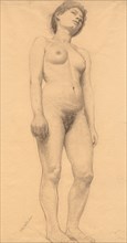 Standing Female Nude, probably 1878-79. Creator: Otto H. Bacher (American, 1856-1909).