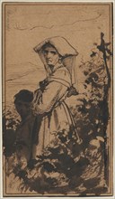 Standing Woman and Child, 2nd half 1800s. Creator: Carl Bloch (Danish, 1834-1890).
