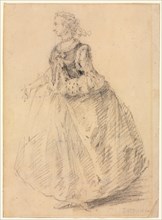 Standing Woman with an Ermine Muff, 18th century. Creator: Giovanni Paolo Panini (Italian, 1691-1765).