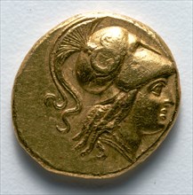 Stater: Head of Athena (obverse), 336-323 BC. Creator: Unknown.