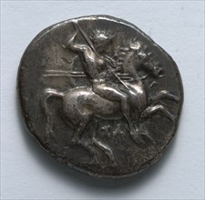 Stater: Naked Horseman with Spears and Shield (obverse), 334-302 BC. Creator: Unknown.