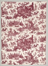 Strip of Copperplate Printed Cotton with "Les plaisirs de la ferme" Design, 1785-1790. Creator: Christophe Philippe Oberkampf (French, 1738-1815), firm of ; Jean-Baptiste Marie Hüet (French, 1745-1811...