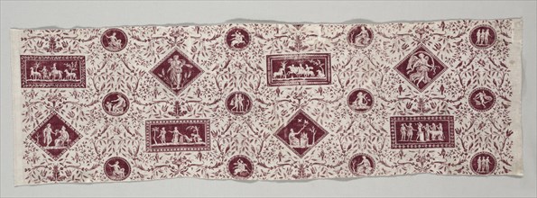 Strip of Copperplate Printed Cotton, 1795-1799. Creator: Christophe Philippe Oberkampf (French, 1738-1815), firm of.