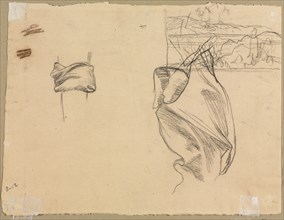 Studies of Drapery and Study of a Landscape (verso), 1800s. Creator: Pierre Puvis de Chavannes (French, 1824-1898).